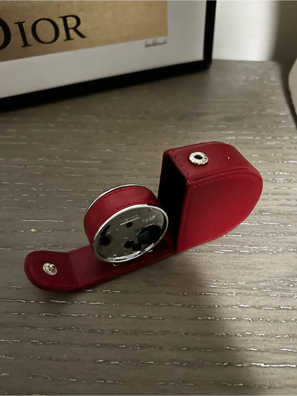 Red Leather Travel Alarm Clock - Unbranded